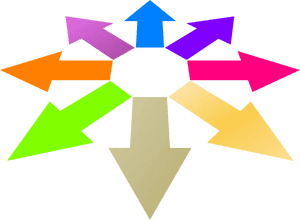 Colorful Arrows Pointing Outward PNG image with transparent background
