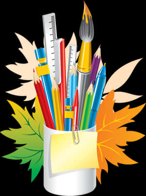 Colorful Art Supplies Vector Illustration PNG image with transparent background