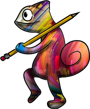 Colorful Artist Chameleon PNG Image