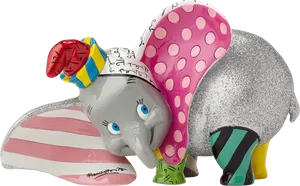 Colorful Artistic Dumbo Figurine PNG Image