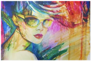 Colorful Artistic Portraitwith Sunglasses PNG Image