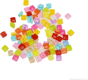 Colorful Assorted Buttons Scattered PNG Image