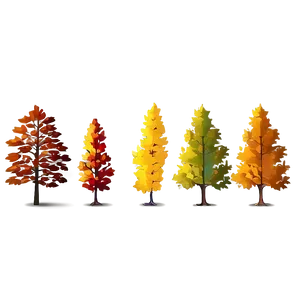 Colorful Autumn Trees Lineup Png 45 PNG Image