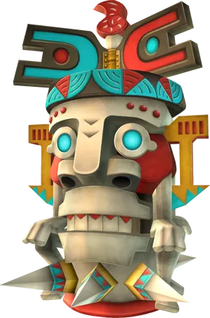 Colorful Aztec Inspired Statue PNG Image