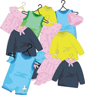 Colorful Baby Clotheson Hangers PNG Image