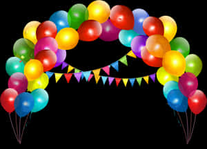 Colorful Balloon Archwith Pennants PNG image with transparent background