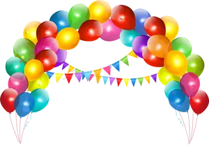 Colorful Balloon Archwith Pennants PNG Image