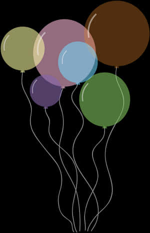 Colorful Balloons Black Background PNG image with transparent background
