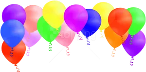 Colorful Balloons Black Background PNG Image