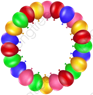 Colorful Balloons Circular Frame PNG Image