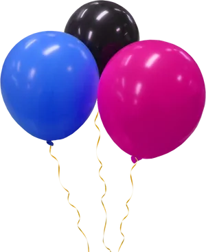 Colorful Balloonson Black Background PNG Image