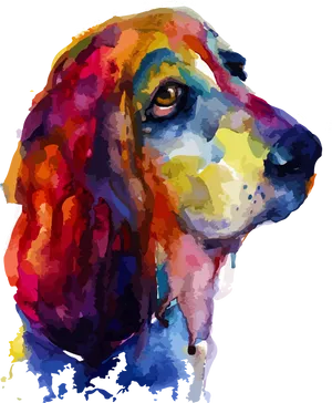 Colorful Basset Hound Portrait PNG Image