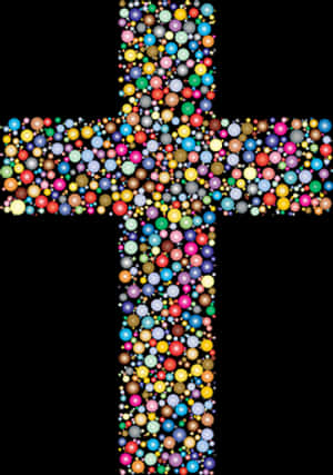 Colorful Beaded Cross PNG image with transparent background
