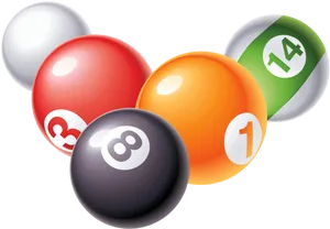 Colorful Billiard Balls Cluster PNG Image