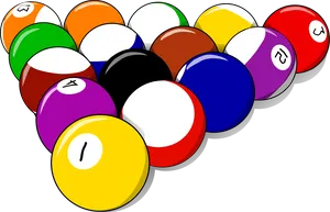 Colorful Billiard Balls Vector PNG Image