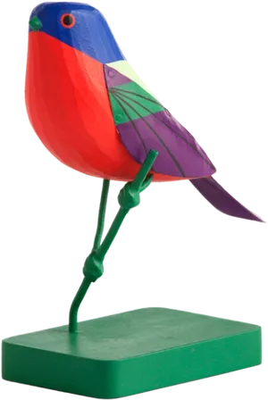 Colorful Bird Sculptureon Stand PNG Image