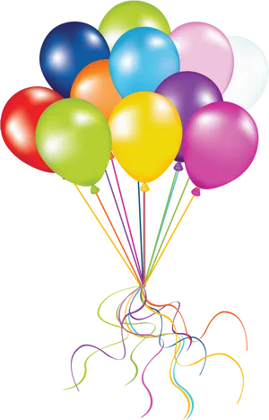 Colorful Birthday Balloons Black Background PNG Image