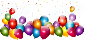 Colorful Birthday Balloons Confetti Banner Background PNG Image