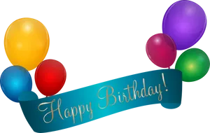 Colorful Birthday Balloonsand Banner PNG Image