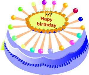 Colorful Birthday Cake Graphic PNG Image