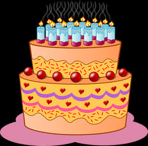Colorful Birthday Cake Illustration PNG with transparent background