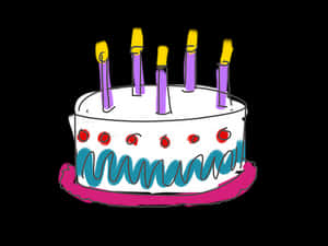 Colorful Birthday Cake Illustration PNG image with transparent background