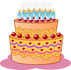 Colorful Birthday Cake Illustration PNG Image