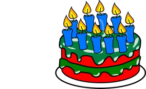 Colorful Birthday Cake Illustration PNG Image