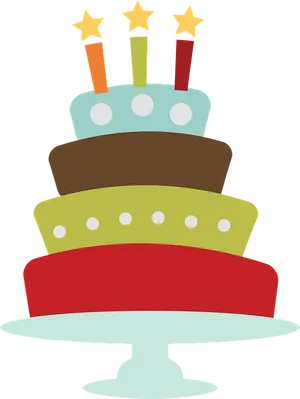 Colorful Birthday Cake Illustration PNG Image