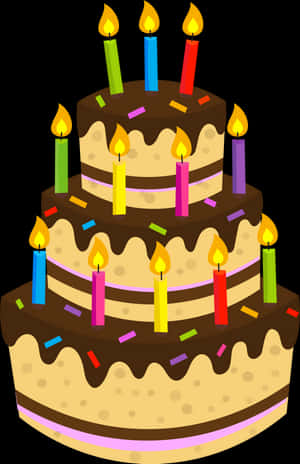 Colorful Birthday Cake Illustration PNG image with transparent background