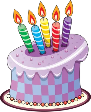 Colorful Birthday Cake Illustration PNG Image