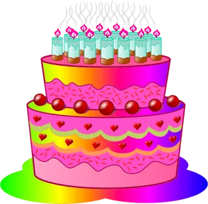 Colorful Birthday Cake Illustration PNG Image