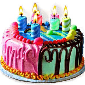 Colorful Birthday Cake PNG icm PNG image with transparent background