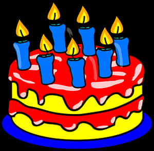 Colorful Birthday Cake With Candles PNG with transparent background