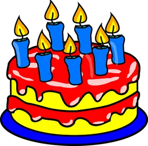 Colorful Birthday Cake With Candles PNG Image