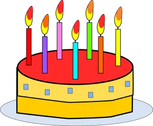 Colorful Birthday Cakewith Candles PNG Image