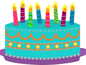 Colorful Birthday Cakewith Candles PNG Image