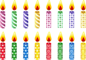 Colorful Birthday Candles Vector PNG Image