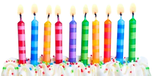 Colorful Birthday Candleson Cake PNG Image