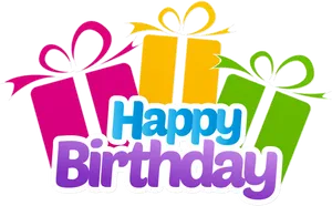 Colorful Birthday Gifts Greeting PNG Image