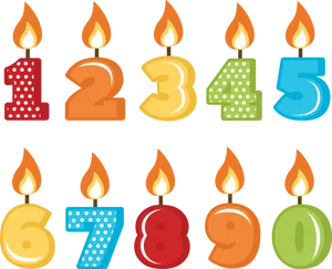 Colorful Birthday Number Candles PNG Image