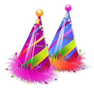 Colorful Birthday Party Hats PNG Image