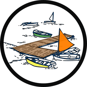 Colorful Boatsat Wooden Dock Illustration PNG with transparent background