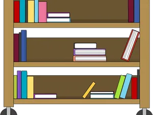 Colorful Bookshelf Cartoon PNG Image