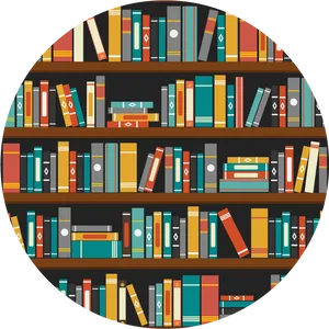 Colorful Bookshelf Circle PNG Image