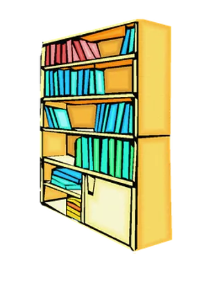 Colorful Bookshelf Illustration PNG Image