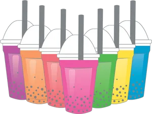 Colorful Bubble Tea Collection PNG Image