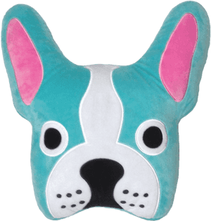 Colorful Bulldog Plush Pillow PNG image with transparent background