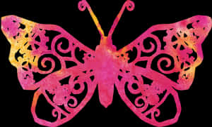 Colorful Butterfly Silhouette Art PNG image with transparent background