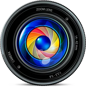 Colorful Camera Lens Illustration PNG Image